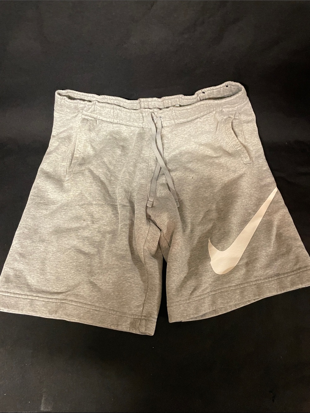 Nike Men's Light Gray Athletic Shorts with White Swoosh